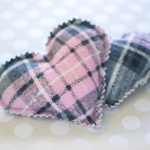 Pink and Grey Plaid Hearts | Hand Warmers